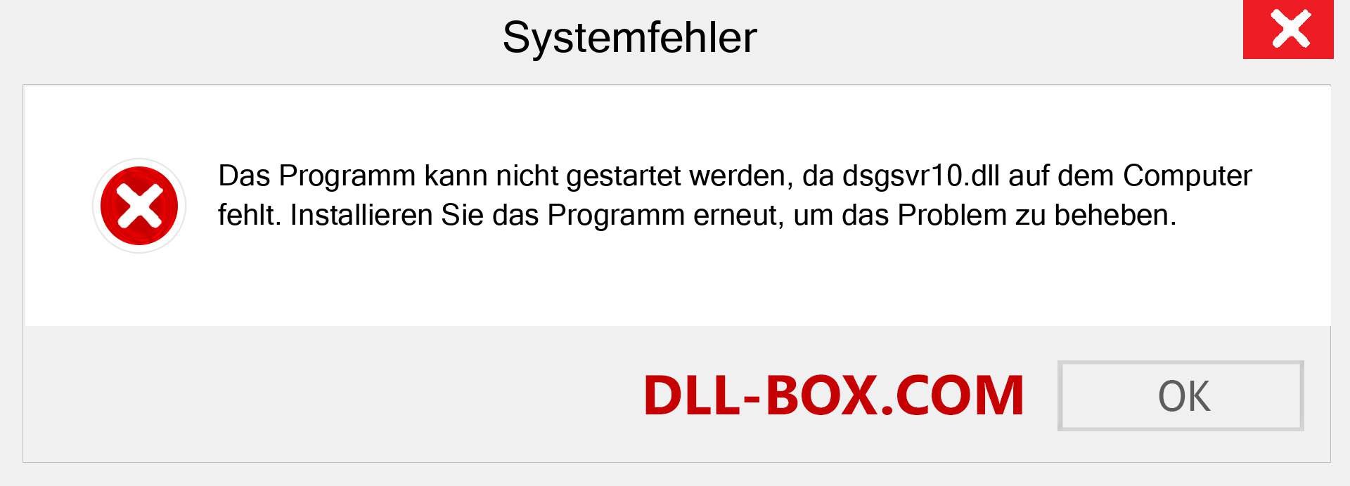 dsgsvr10.dll-Datei fehlt?. Download für Windows 7, 8, 10 - Fix dsgsvr10 dll Missing Error unter Windows, Fotos, Bildern